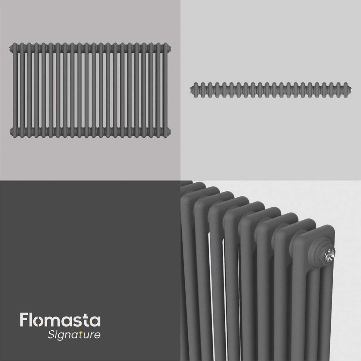 Flomasta 3 Column Radiator Anthracite Steel Horizontal 4366BTU H60xW101cm - Image 6