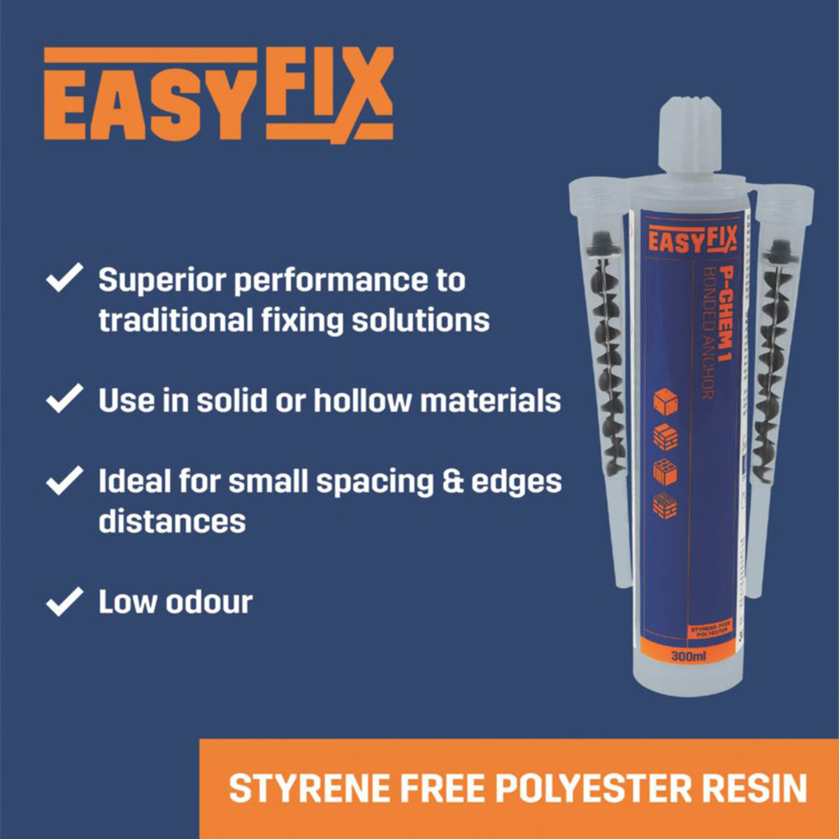 Easyfix Polyester Resin 300ml Styrene Free For Non Cracked Concrete Pack Of 6 - Image 3