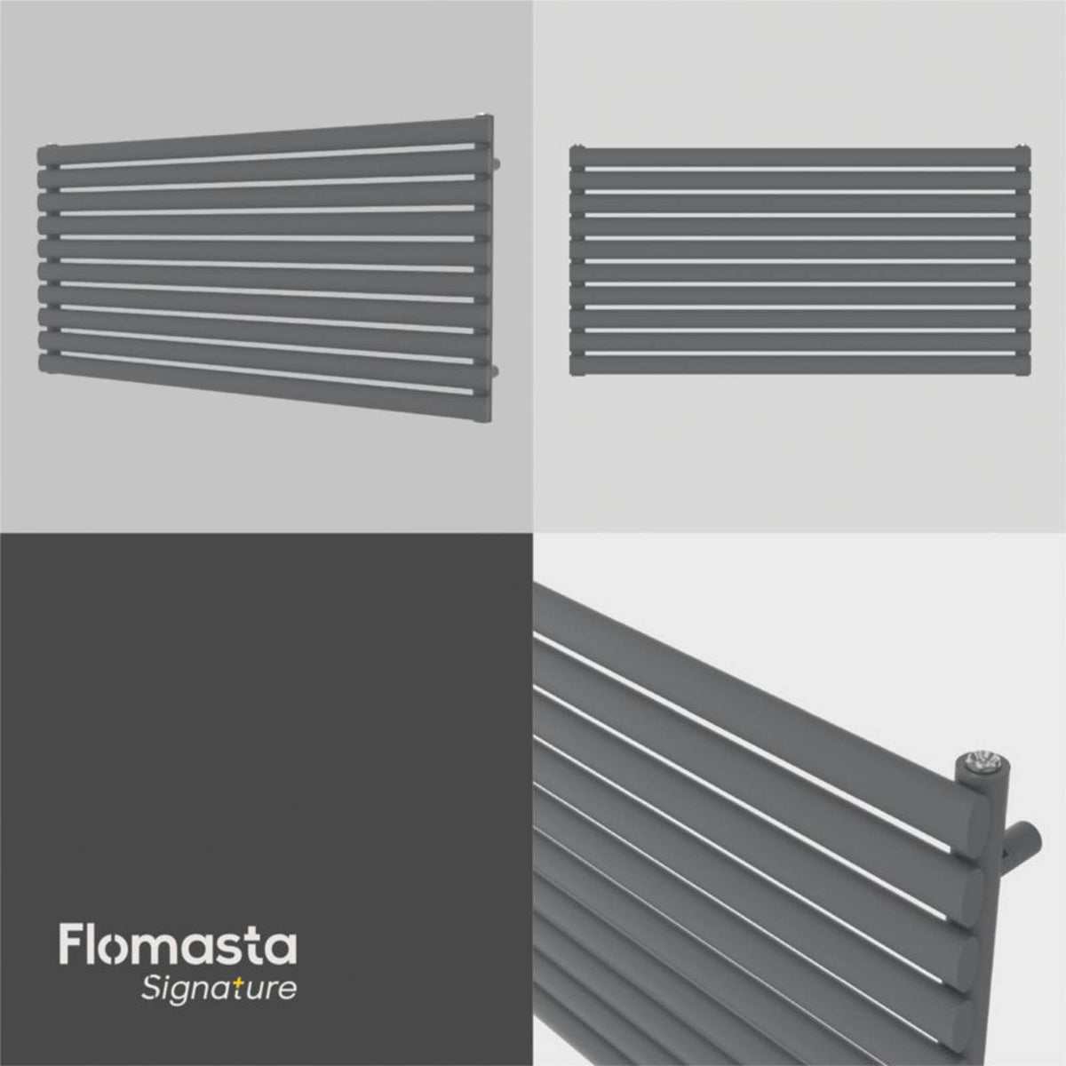 Flomasta 600mm x 1200mm 2626BTU Anthracite Horizontal Designer Radiator - Image 6