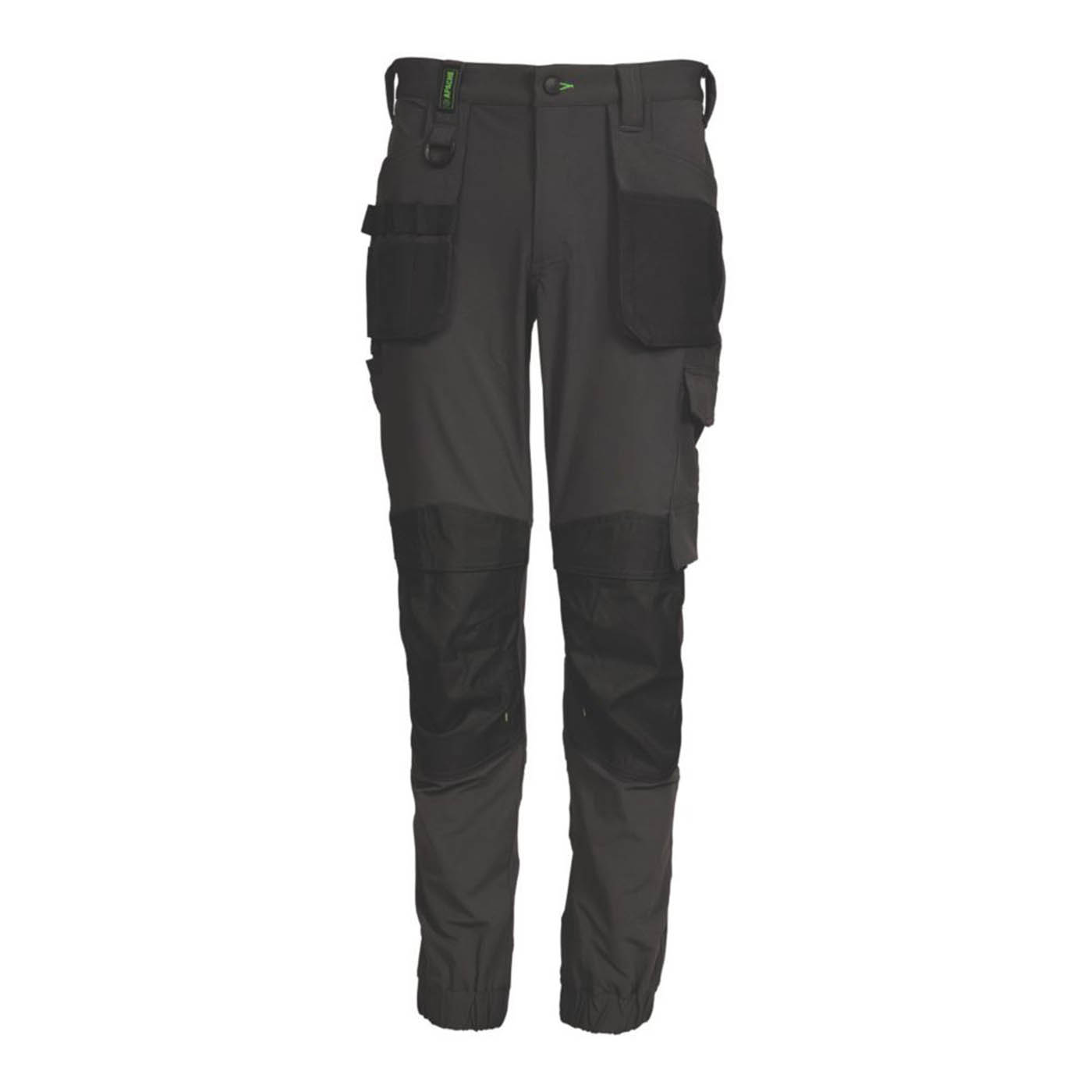 Apache Work Trousers Mens Slim Fit Grey Black Stretch Multi Pocket Cargo 38W 31L - Image 1