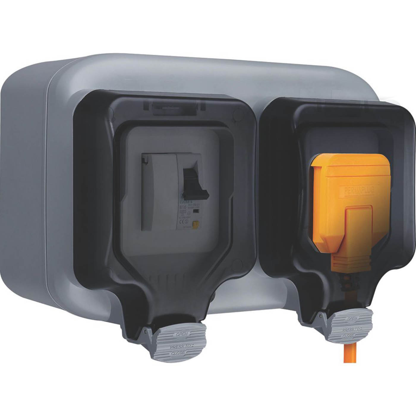 Masterplug Plug Socket Outdoor Unswitched 1 Gang 13A IP66 Waterproof With RCBO - Image 2