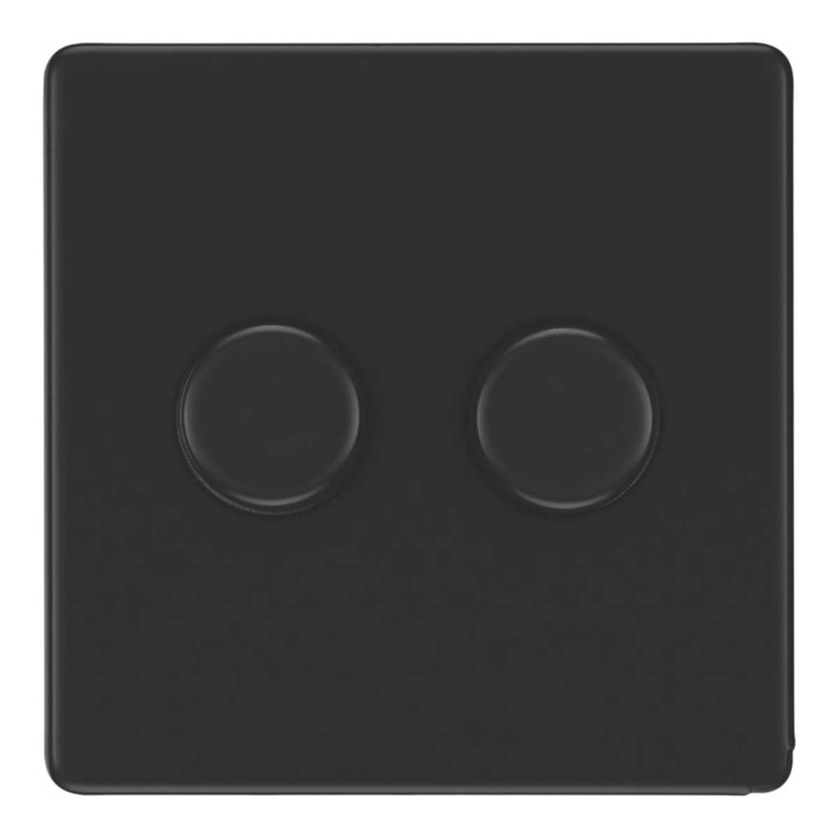 LED Dimmer Wall Switch 2-Gang 2-Way Matt Black with Colour-Matched Inserts - Image 1