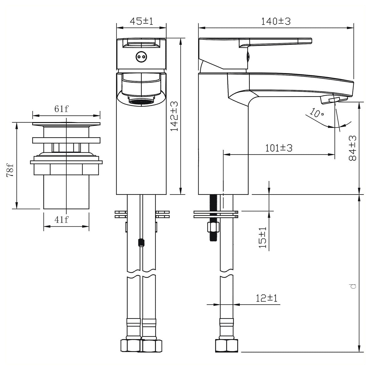 Basin Mono Mixer Tap Lecci 1 Lever Brass Chrome-plated Contemporary Bathroom - Image 4