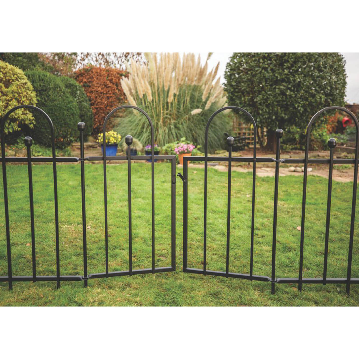 Apollo Fence Gates Double Swing Easy Fit Galvanised Steel Matt Black 94cm x 92cm - Image 2
