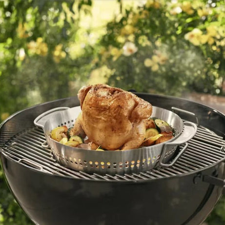 Weber Poultry Roaster Gourmet Barbecue System GBS BBQ Stainless Steel (W)40.5cm - Image 1