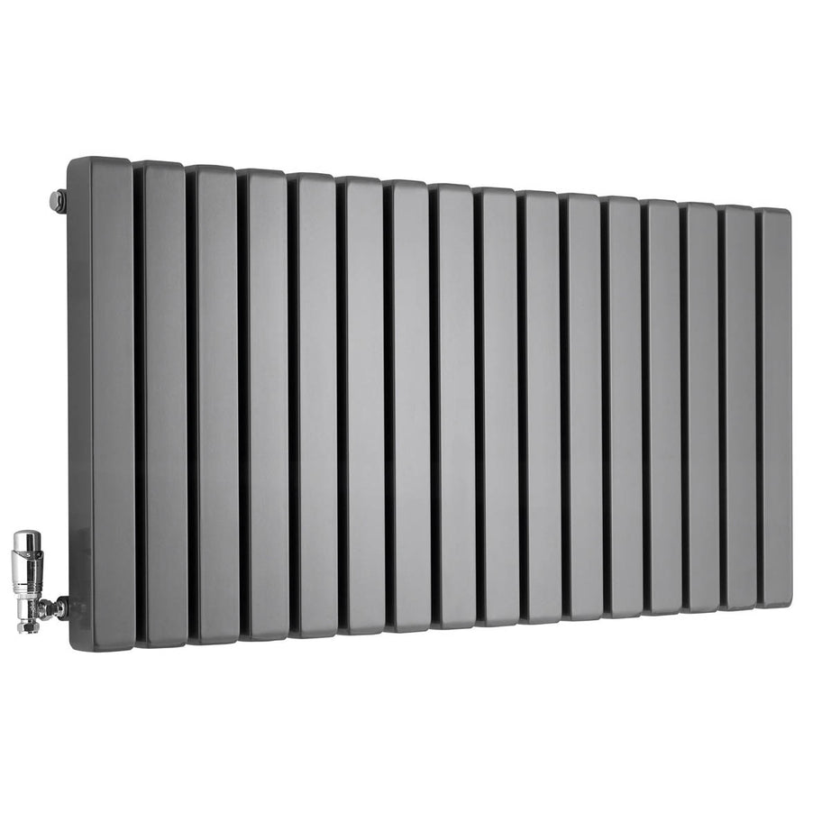 Designer Radiator Anthracite Horizontal Flat Square Panels (H)60x(W)118.5cm - Image 1