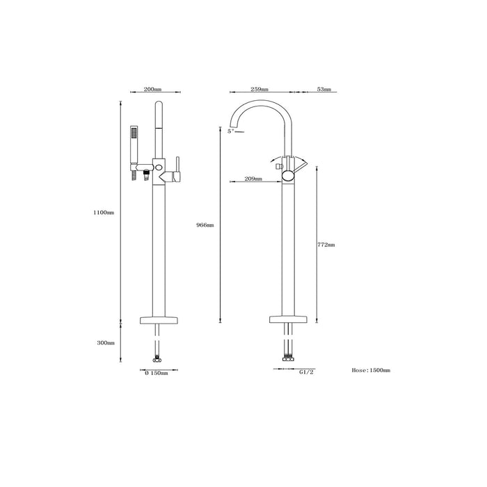 B&Q Bath Shower Mixer Tap Freestanding Floor Mounted High Pressure Chrome - Image 6