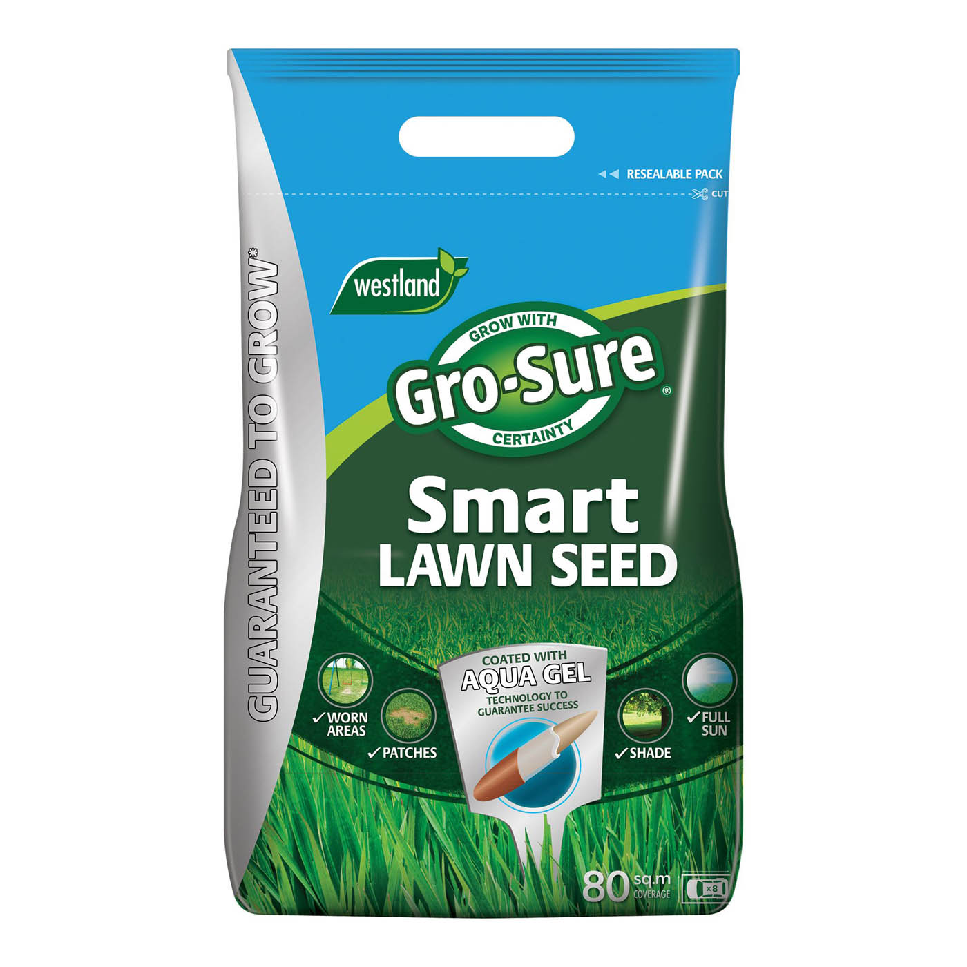Gro-Sure Lawn Fertiliser 80m² Aqua Gel Premium Coated Grass Seeds 3.2kg - Image 1