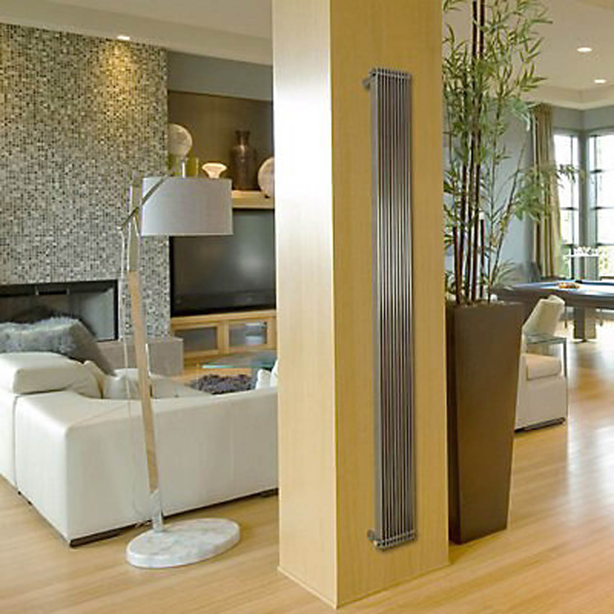 Lynix Vertical Radiator Stainless Steel Modern 5892BTU (W)380mm x (H)1500mm - Image 2