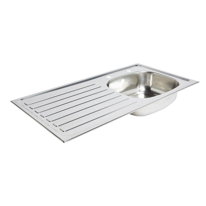 Kitchen Sink 1 Bowl Polished Stainless Steel Left Hand Drainer Rectangular - Image 2