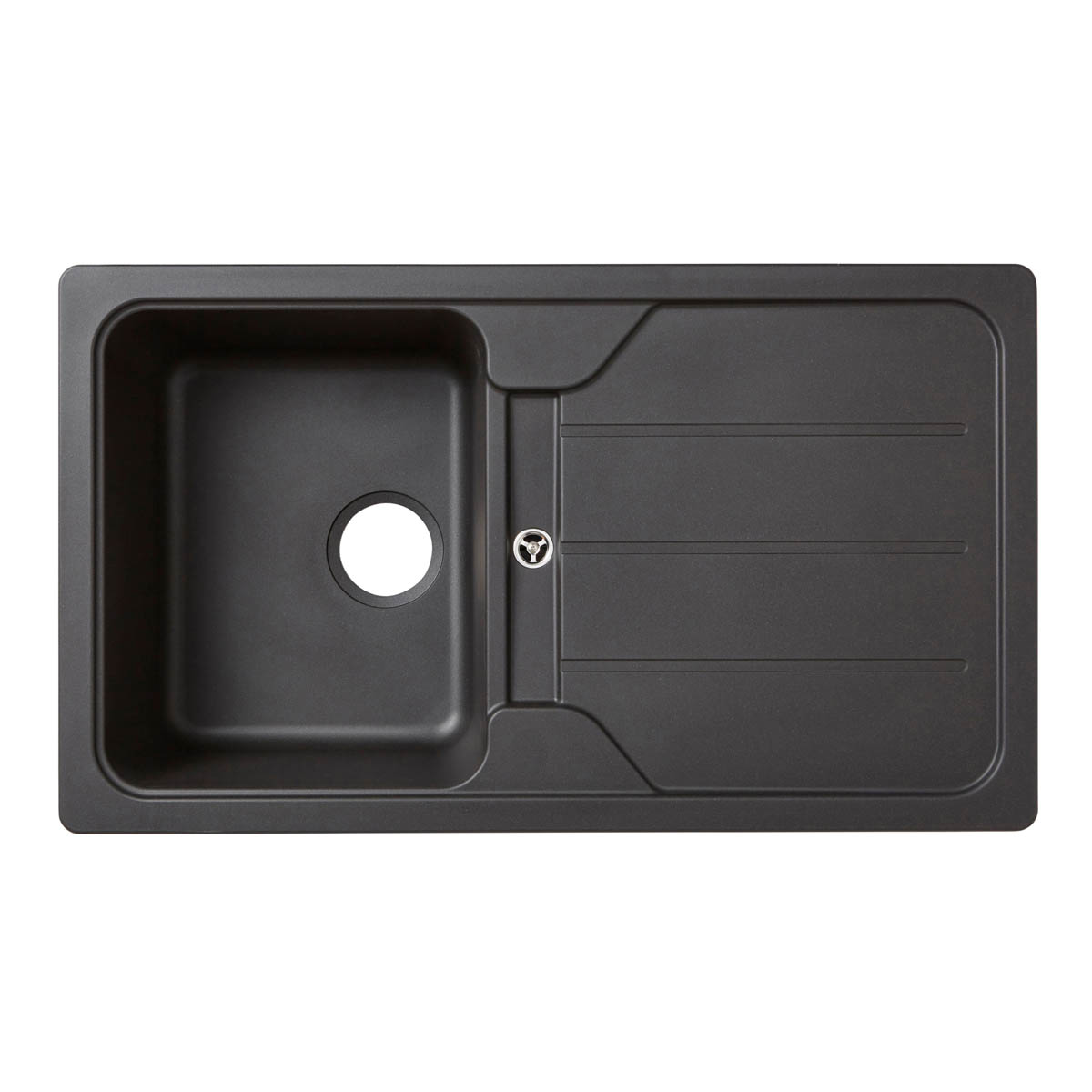 Kitchen Sink Black Composite Quartz 1 Bowl Reversible Drainer Rectangular - Image 1