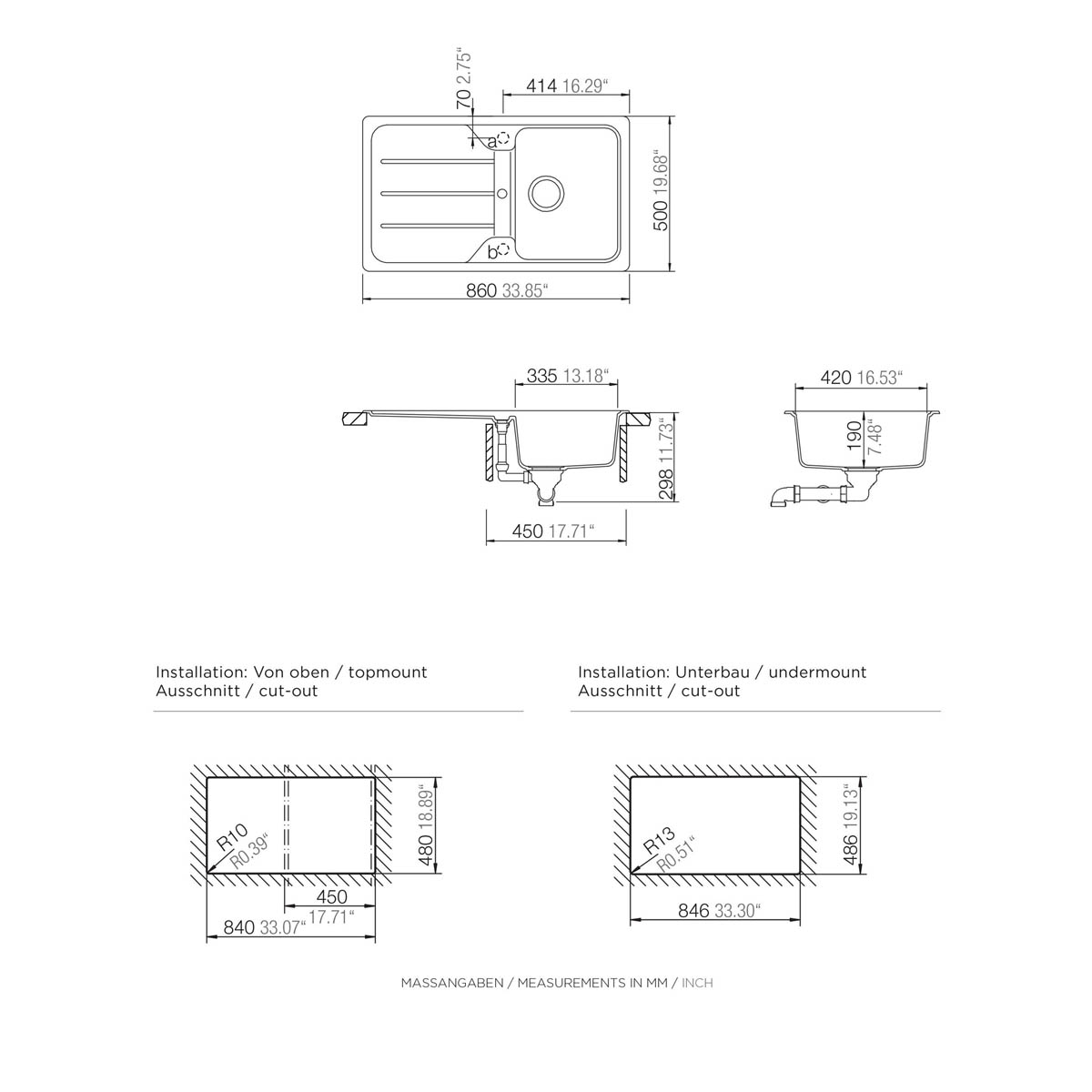 Kitchen Sink Black Composite Quartz 1 Bowl Reversible Drainer Rectangular - Image 4