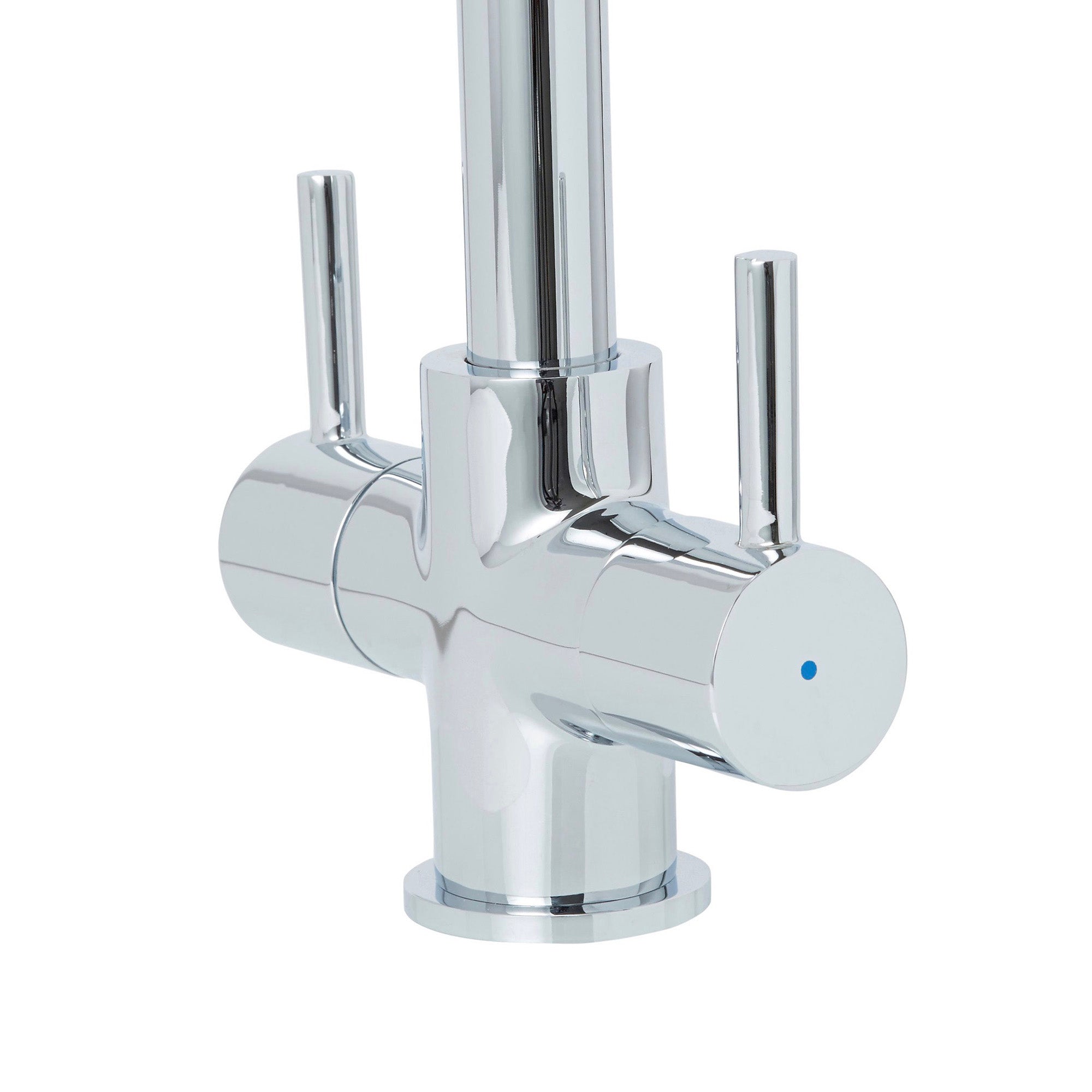 Kitchen Sink Tap Mixer Chrome Dual Lever Swivel Spout 1/4 Turn Modern Faucet - Image 2
