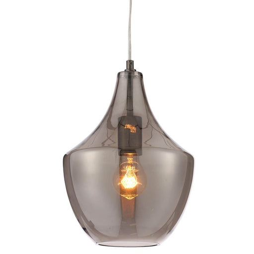 Pendant Ceiling Light Smoked Glass Metal Antique Brass Effect Dimmable Modern - Image 1