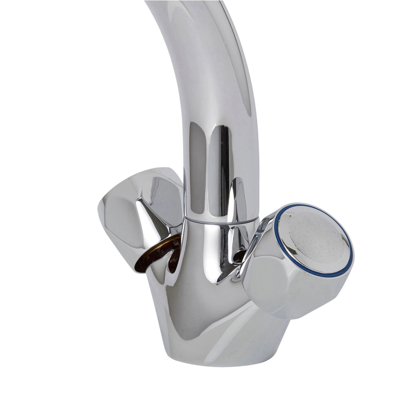 Kitchen Tap Monobloc Mixer Chrome Dual Lever Swivel Spout Modern Faucet - Image 2