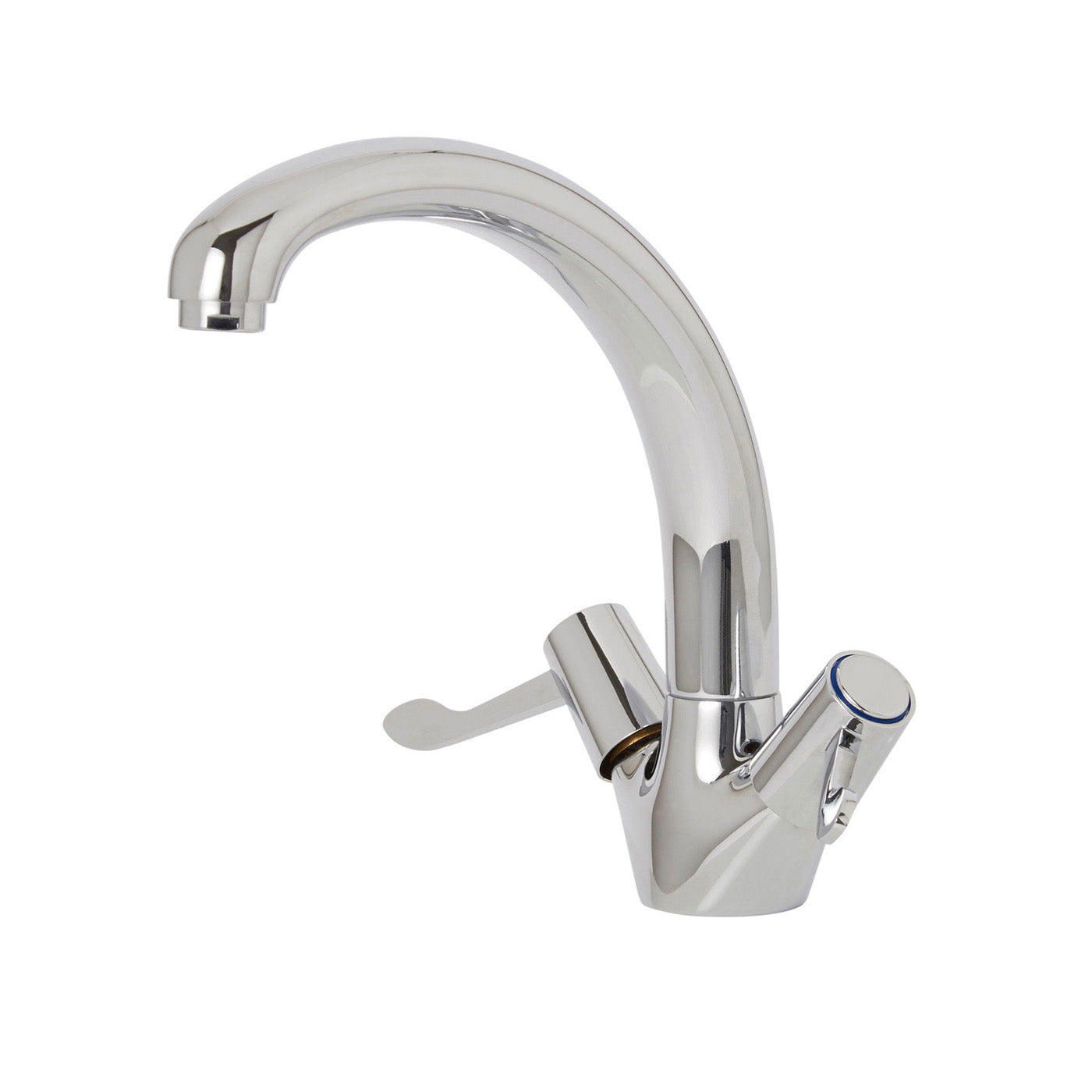 Kitchen Tap Monobloc Mixer Chrome Double Lever 1/4 Turn Brass Modern Faucet - Image 1