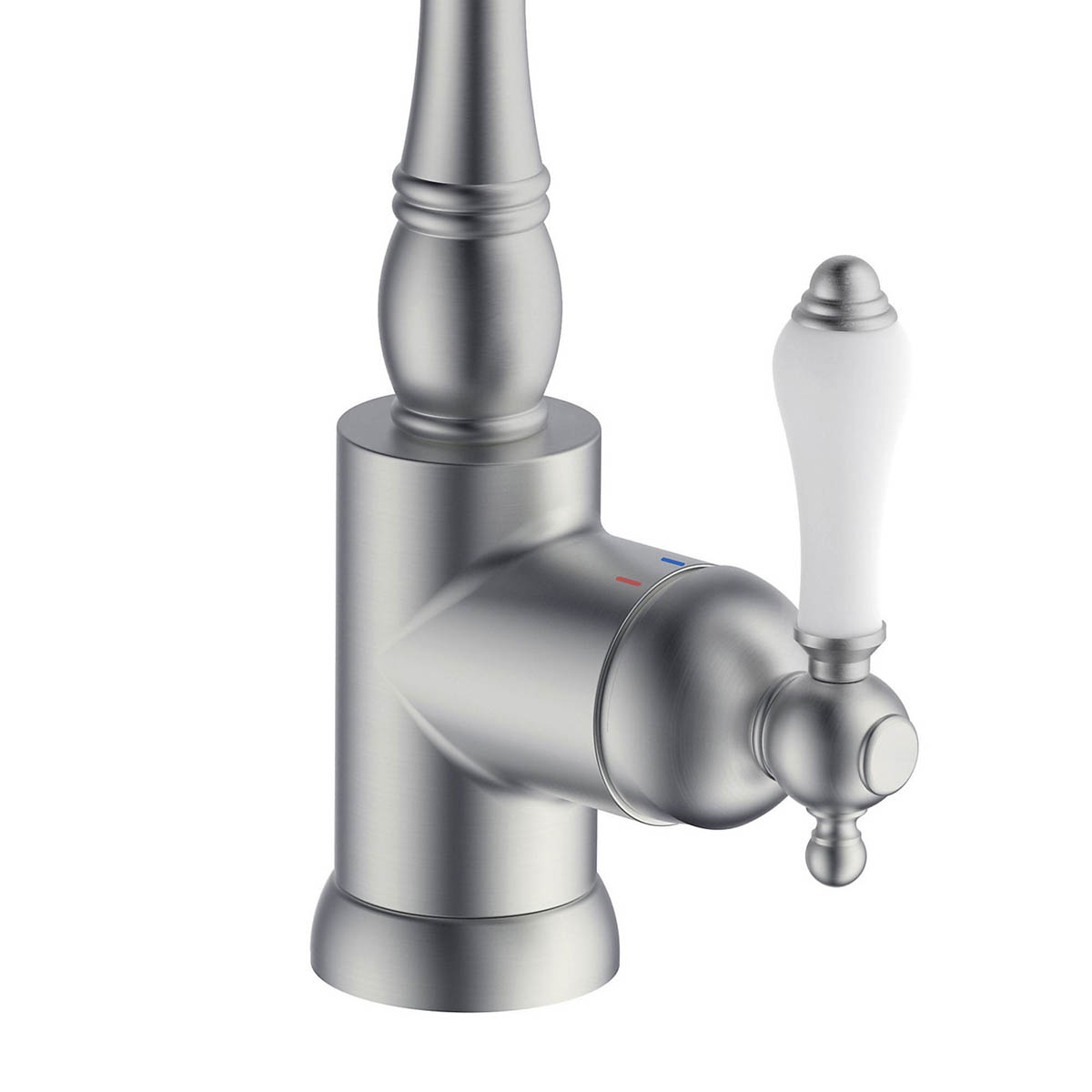 Kitchen Sink Tap Mixer Nickel Effect Single Side Lever Brass Swivel Spout Faucet - Image 3