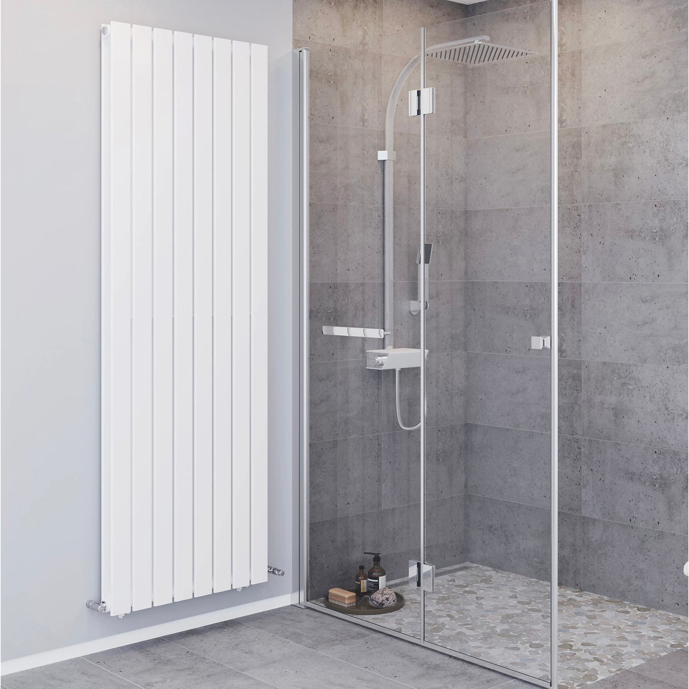 Blyss Designer Radiator White Vertical Steel Flat Central Heating 180x60.8cm - Image 1