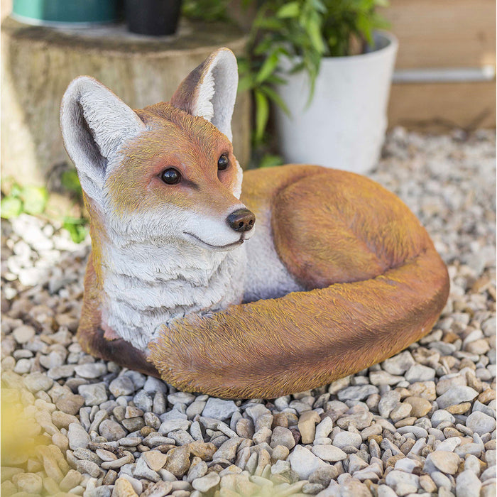 Fox Garden Ornament Highly Detailed Woodland Fox Cub Decoration - Image 1