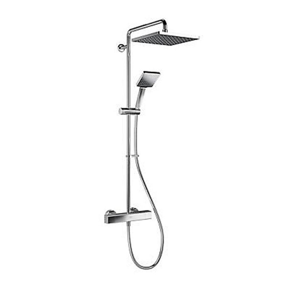 Mira Mixer Shower Thermostatic Brass Chrome Effect Square Dual Head Rainfall - Image 1