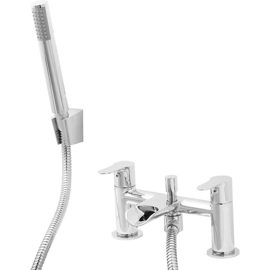 Bath Filler Tap Mixer And Hand Held Set Chrome ¼ Turn Bathroom Brass Modern - Image 1