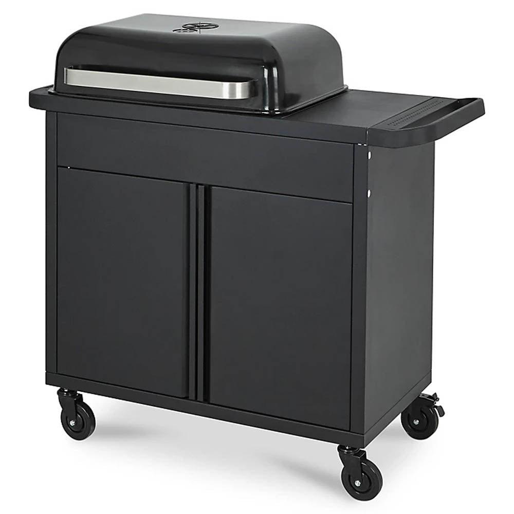 Barbecue Charcoal Grill Black Wheeled Portable Outdoor Garden Camping Storage - Image 2