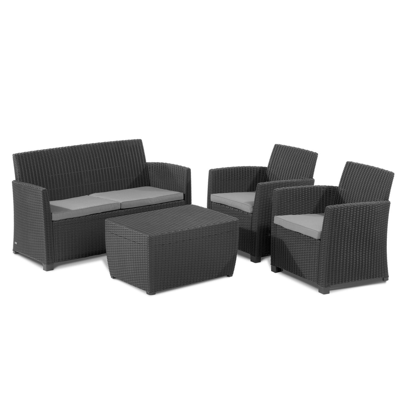 Rattan Garden Set 4 Seater Coffee Outdoor Furniture Sofa Storage 2 x  Armchair - Image 1