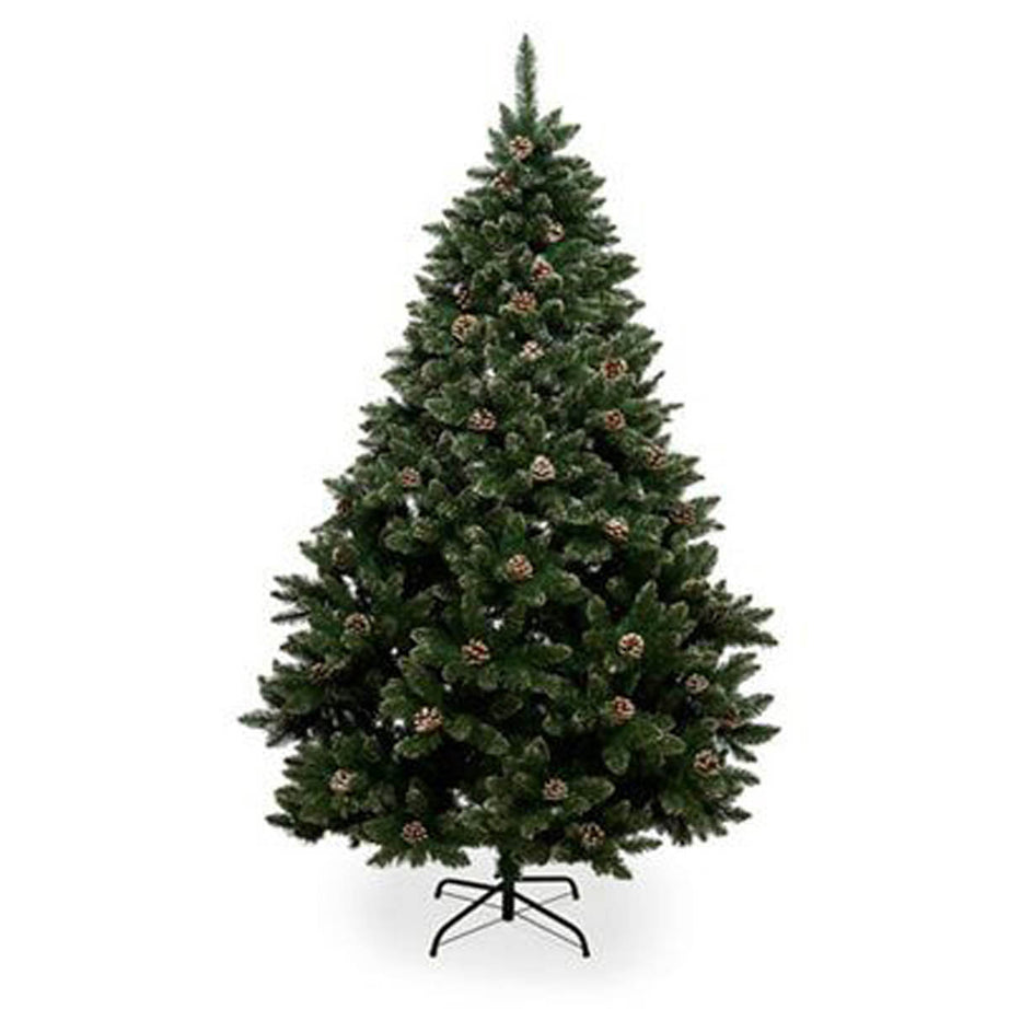 Artificial Christmas Tree 7ft Pine Green Flocked Effect Hinged Indoor 2.1m - Image 1