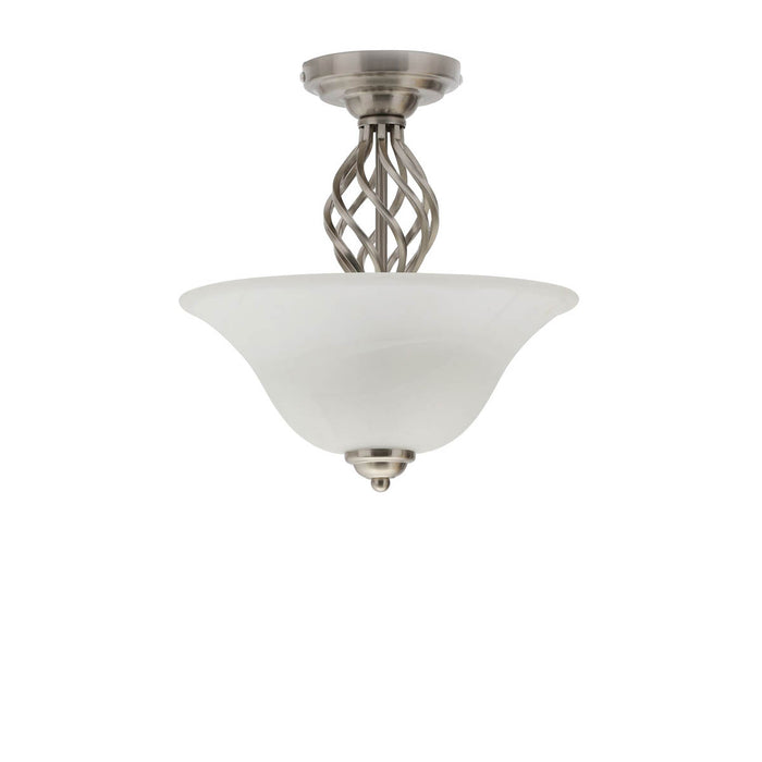 Ceiling Light 2 Lamp Brushed Opaque Glass Metal Nickel Effect Contemporary - Image 1