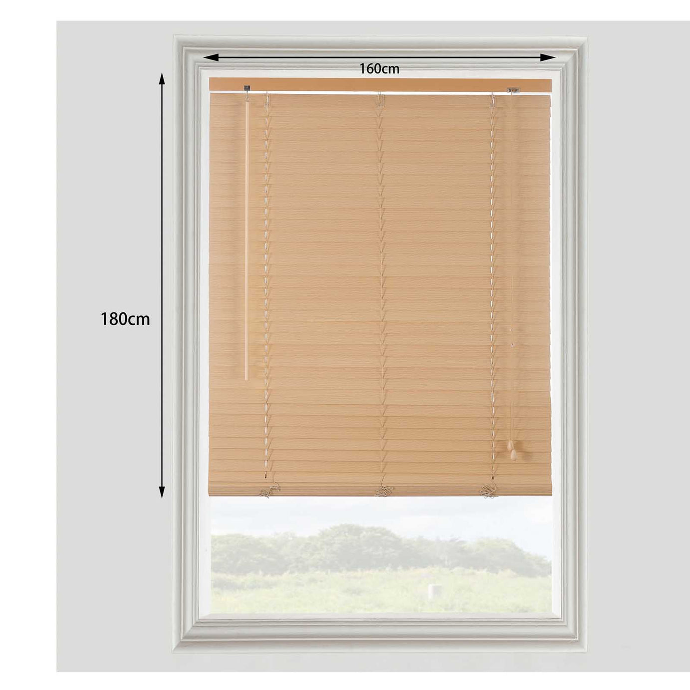 Venetian Blind Natural Oak Effect Wood Adjustable Modern (W)160cm (L)180cm - Image 4