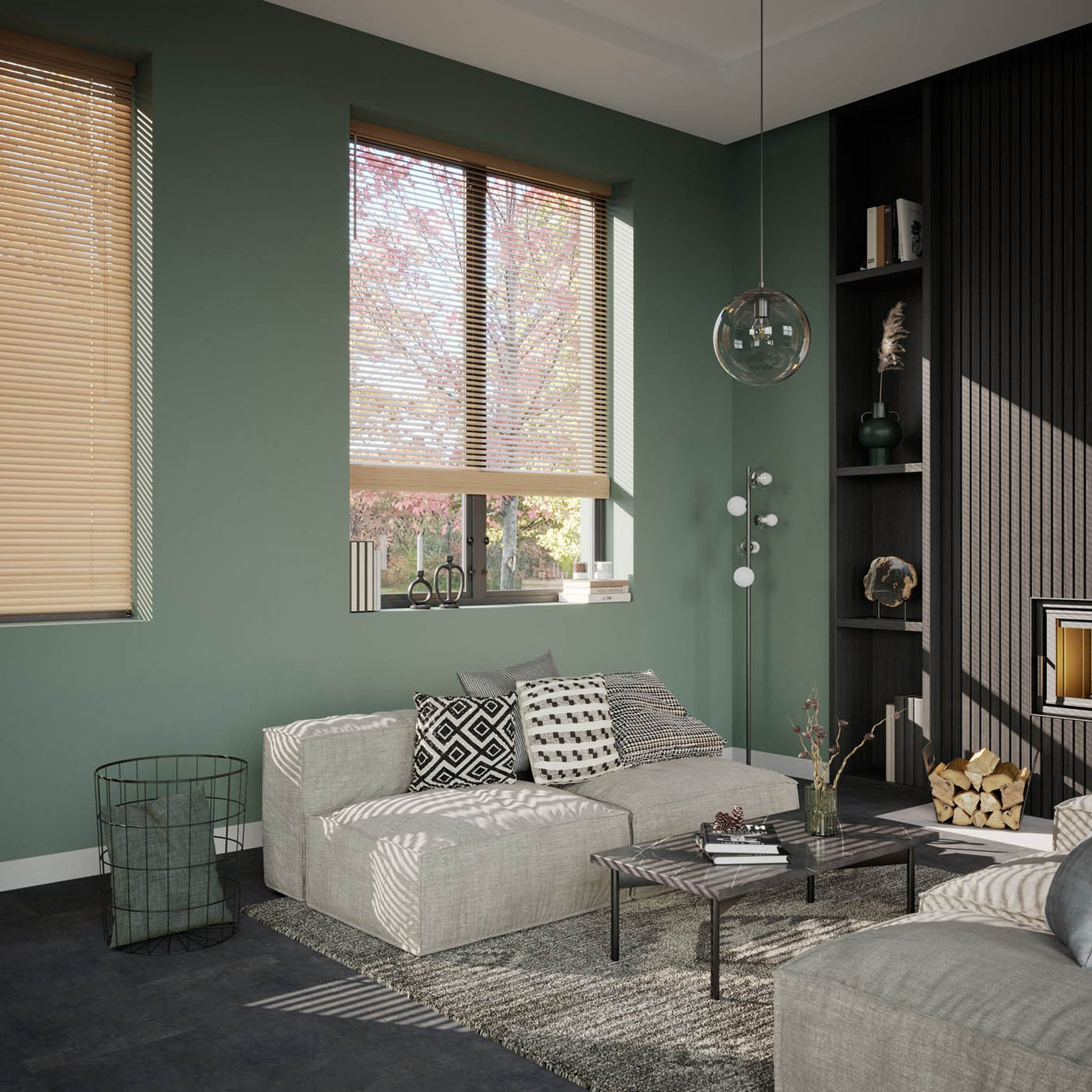 Venetian Window Blinds Wood Natural Oak Effect Indoor Home Office 180x180cm - Image 2
