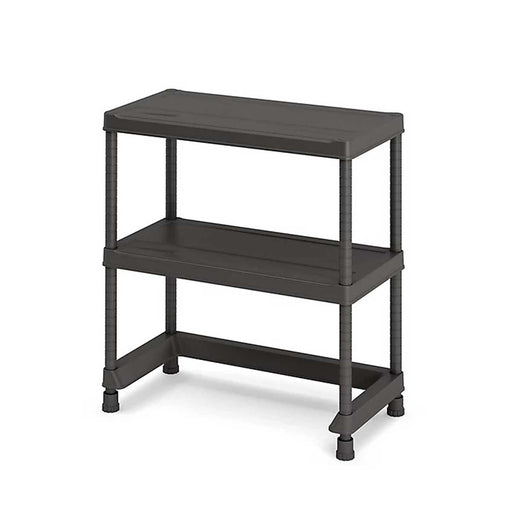 Garage Shelving Unit 2 Tier Black Plastic Organiser Bottomless (H)970 (W)900mm - Image 1