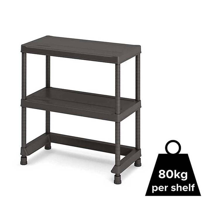 Garage Shelving Unit 2 Tier Black Plastic Organiser Bottomless (H)970 (W)900mm - Image 5