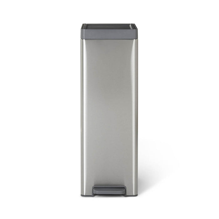 Kitchen Pedal Bin Waste With Lid Soft Close Integrated Handles Metal Grey  30L - Image 1