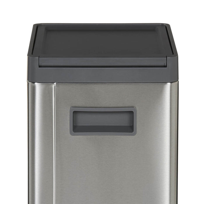 Kitchen Pedal Bin Waste With Lid Soft Close Integrated Handles Metal Grey  30L - Image 2