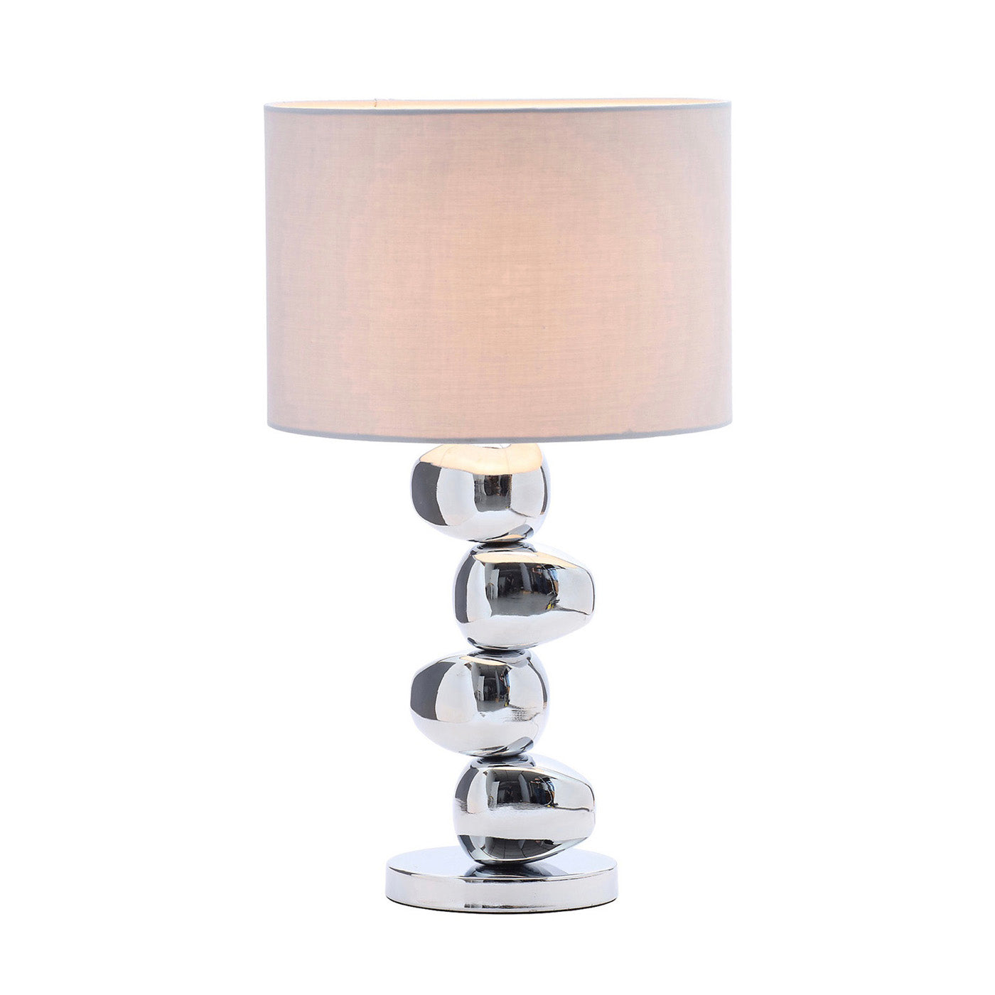 Inlight Table Lamp Himalia Pebble Polished Chrome Effect Bedroom Modern Drum - Image 3