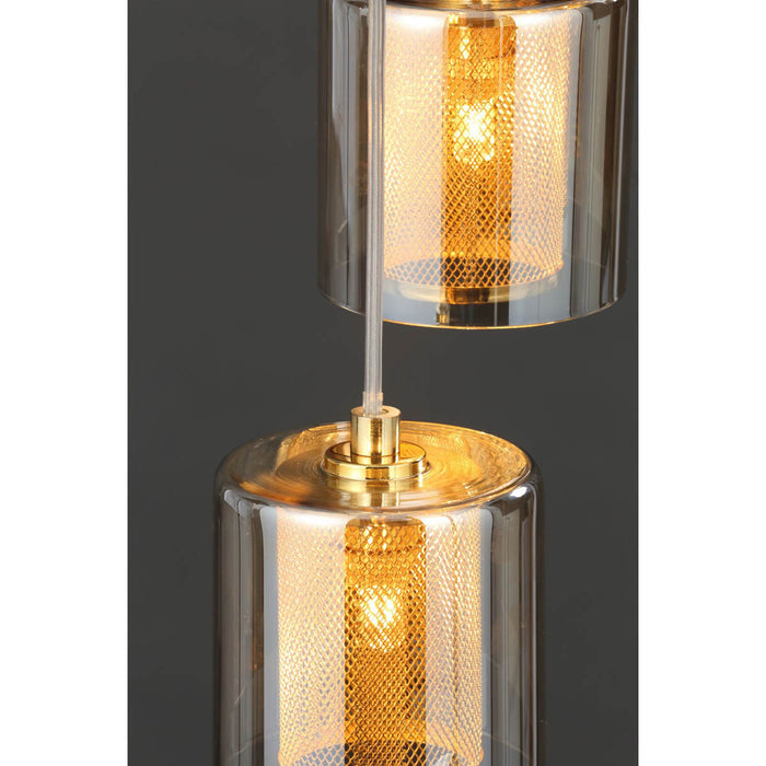 Ceiling Light 6 Way Multi Arm Hanging Satin Glass Metal Brass Effect Glass Shade - Image 4