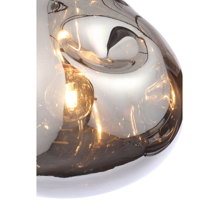 Pendant Ceiling Light LED Smoked Glass Metal Chrome Effect Pebble Modern - Image 4