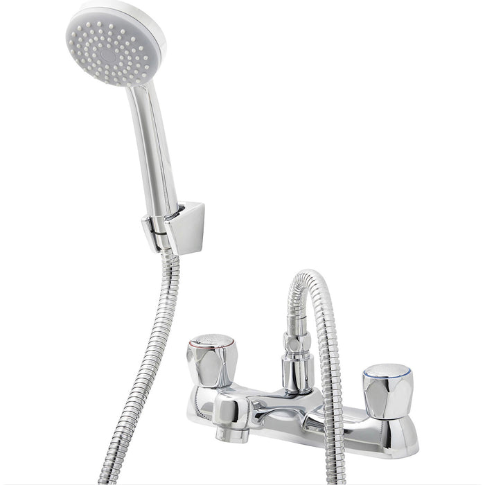 GoodHome Bath Shower Mixer Tap Calp Filler With Handset Chrome Effect - Image 1