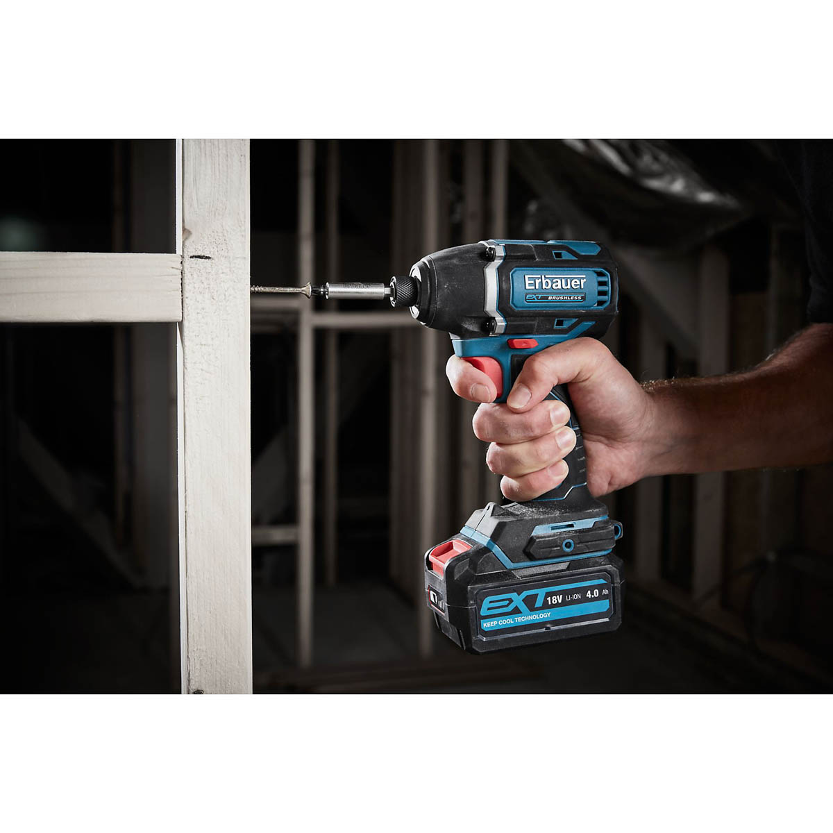 Erbauer Impact Driver Cordless 18V 4Ah Li-Ion EID18-Li Brushless Compact - Image 2