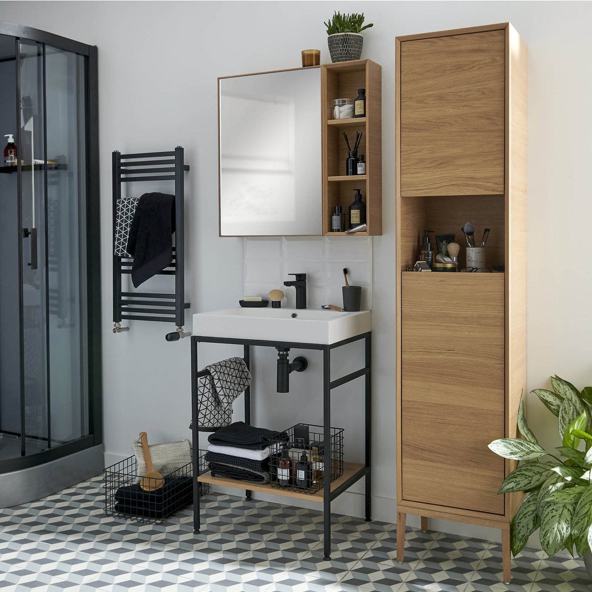 GoodHome Avela Tall Matt Oak effect Bathroom Single Cabinet (H)170cm (W)40cm - Image 2