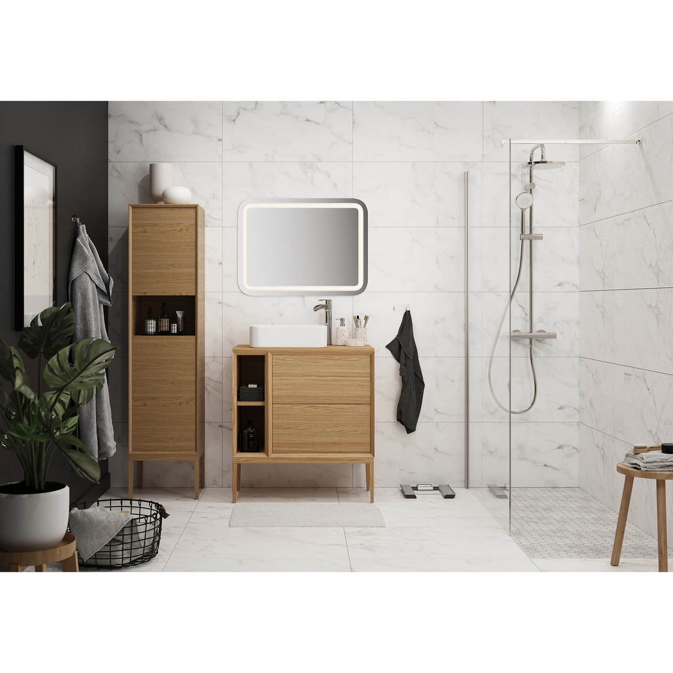 GoodHome Avela Tall Matt Oak effect Bathroom Single Cabinet (H)170cm (W)40cm - Image 4