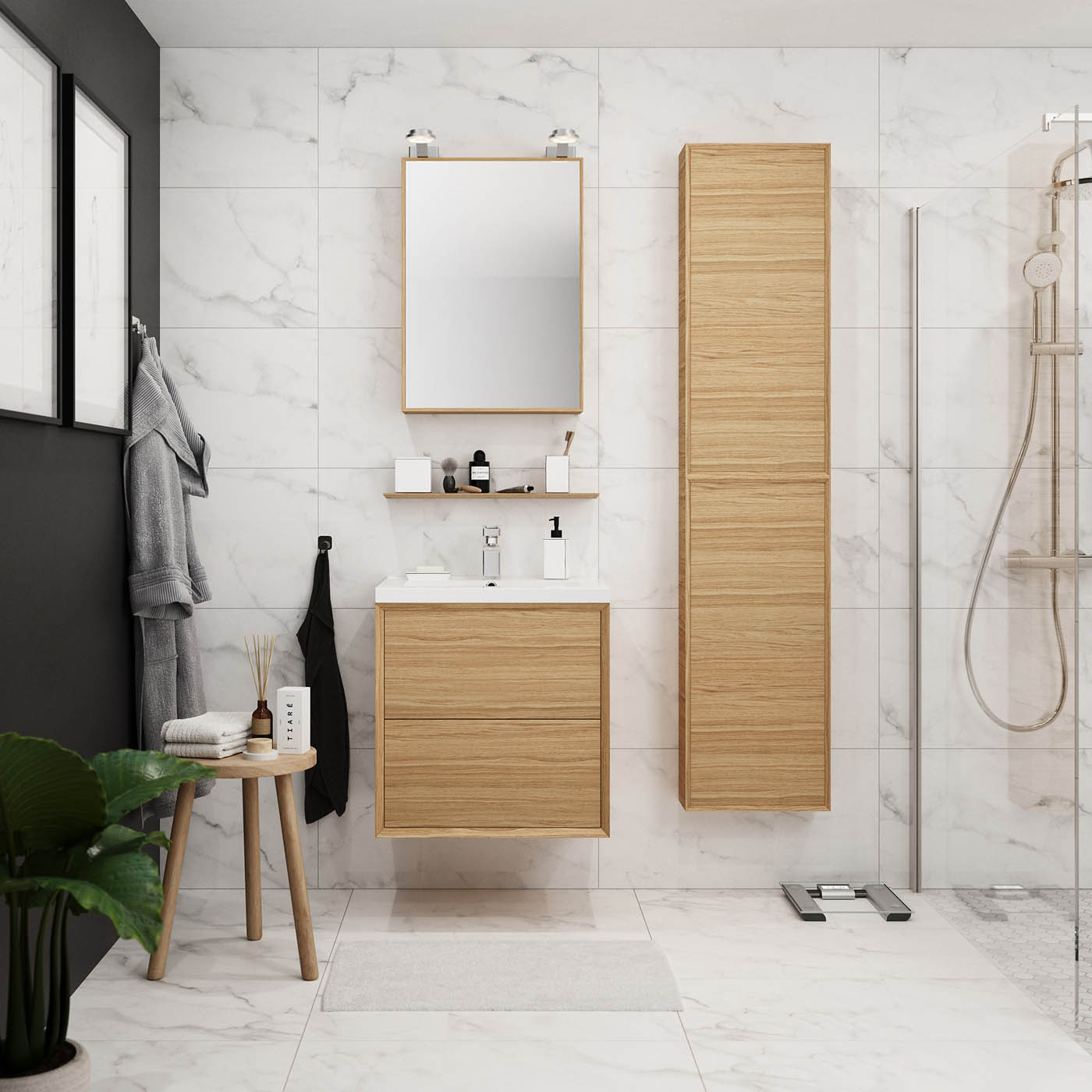 GoodHome Avela Matt Oak effect Wall-mounted Bathroom Vanity unit (H) 600mm (W) 600mm - Image 5