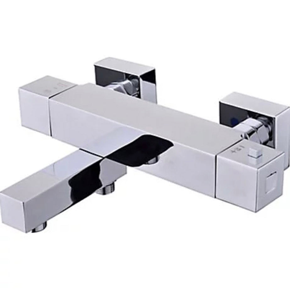 Bath Filler Tap Shower Mixer Chrome Double Lever Wall Mounted Modern Bathroom - Image 1