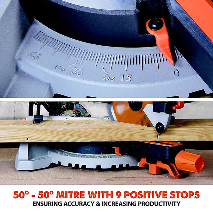 Evolution Mitre Saw Electric R210SMS Sliding Compound 210mm Spindle Lock 1500W - Image 7