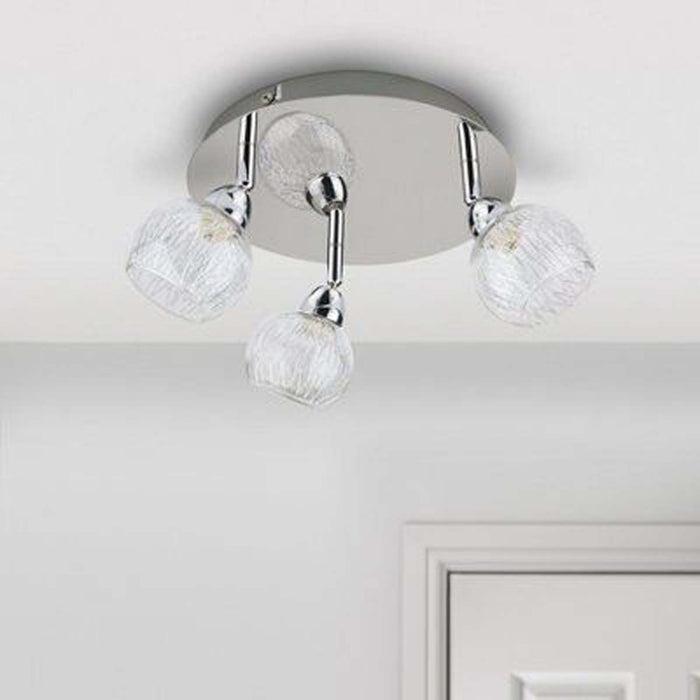 Ceiling Light 3 Lamp Halogen Metal Spotlight Gloss Chrome Effect Modern - Image 2