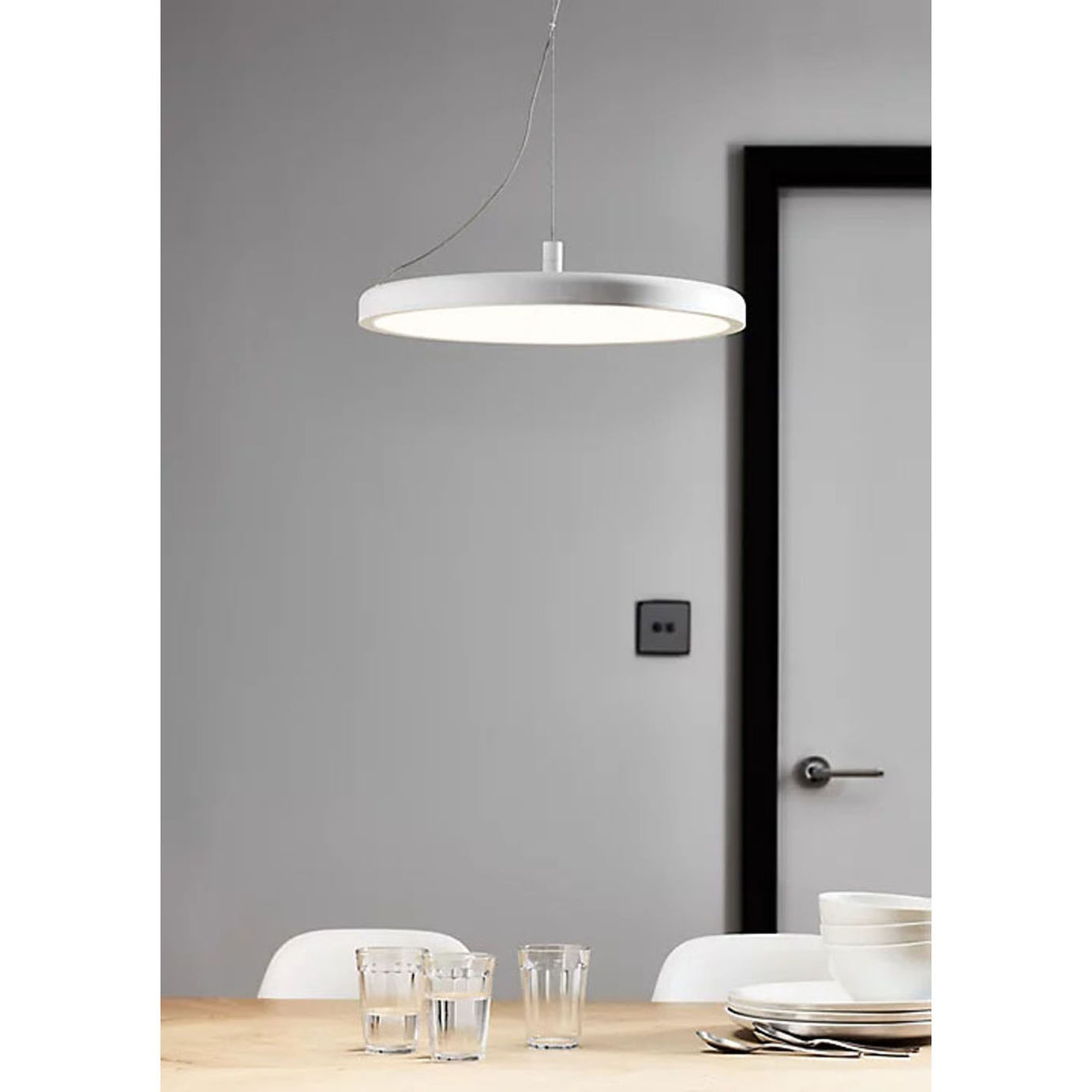 LED Ceiling Light Pendant Matt Warm White Modern Dimmable Adjustable Height - Image 1