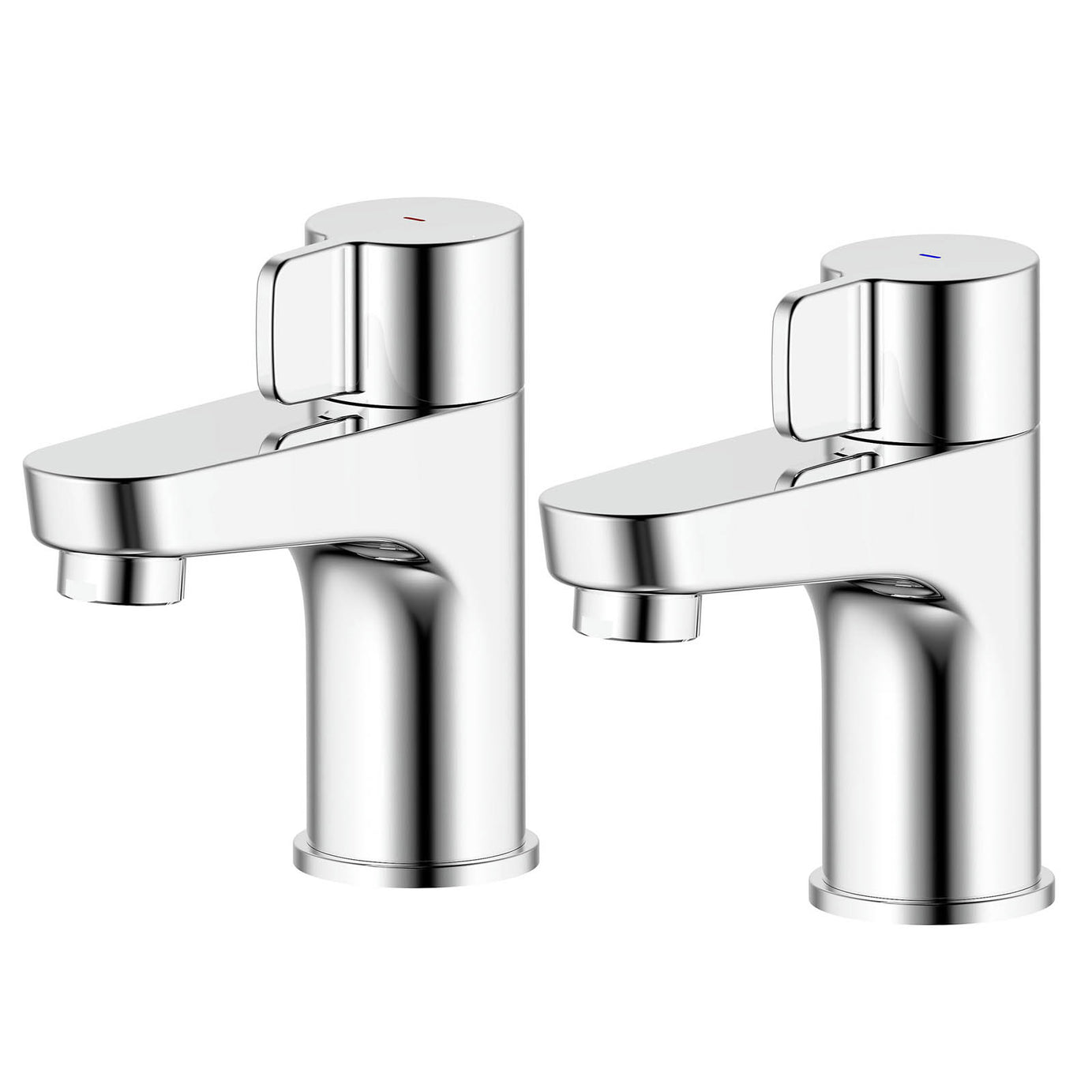 Bathroom Basin Pillar Tap Chrome Lever ¼ Turn Ceramic Disk Hot Cold Pair - Image 1