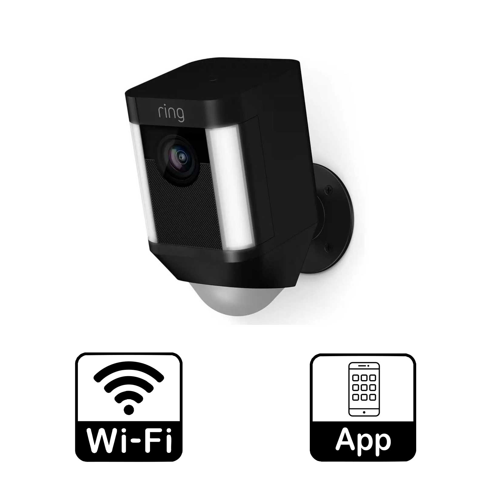 Ring Security Camera Wireless WiFi LED Spotlight Built-in Microphone App Control - Image 1