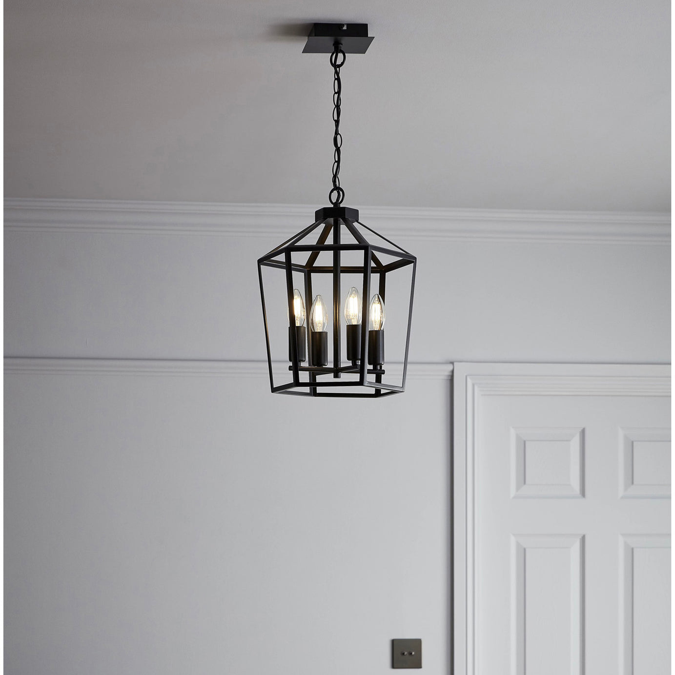 Ceiling Light 4 Way Matt Black Pendant E14 Living Room Bedroom Traditional 28W - Image 1